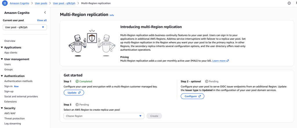 Cognito Multi-Region replication - configure multi region OIDC 1